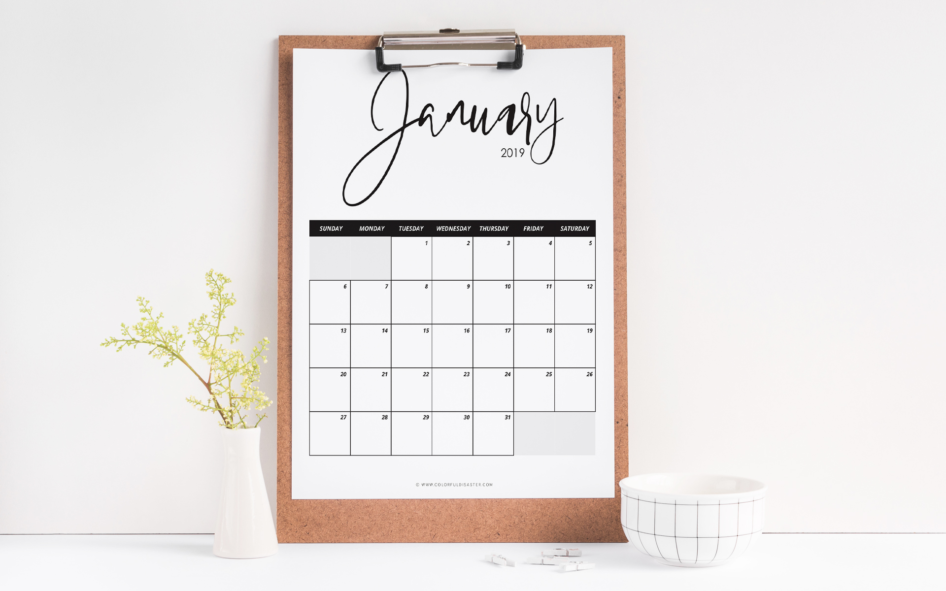 Monthly Printable Calendar 2019
